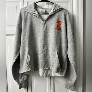 University of Illinois cropped frayed hem quarter zip
